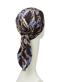 Beatrice Turban with Ribbons I Autumn Blues I Christine Headwear