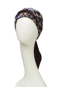 Beatrice Turban with Ribbons I Autumn Blues I Christine Headwear