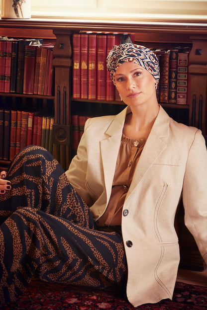 Lotus Turban I Endless Shapes of Blue I Christine Headwear